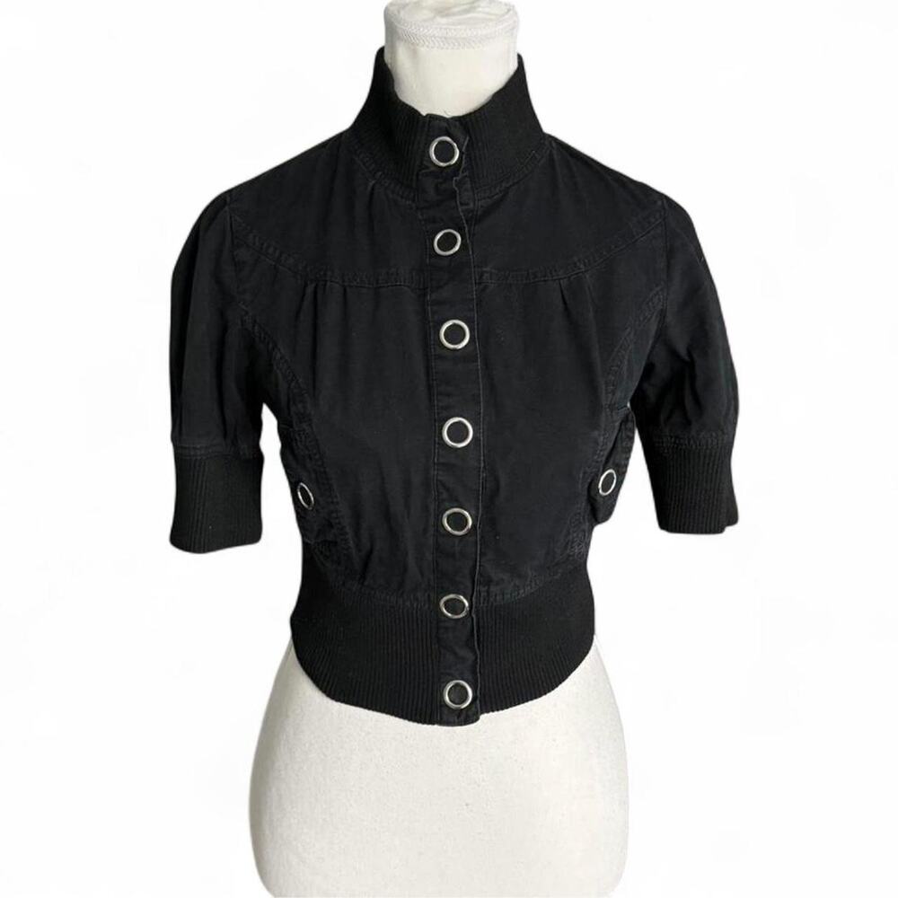 579 Y2K Gothic Alt Grung C*nt 3/4 sleeve mock neck button up jacket size small